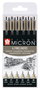 Sakura Pigma Micron Estuche de 6 Rotuladores de Punta Fina Negro