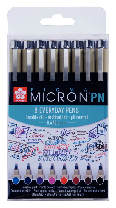Sakura Pigma Micron PN Estuche de 8 Colores Surtidos