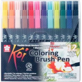 Talens Sakura Rotuladores Punta Pincel Koi Colouring Brush Pen Estuche de 12 Colores Surtidos