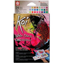 Talens Sakura Koi Sketch Box Acuarelas Water Colors 24 Colores Metálicos, Fluorescentes y Nacarados