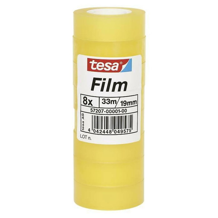 Tesa Tesafilm Cinta Adhesiva Transparente Standard en Torre de 8 Rollos 19mm x 33m