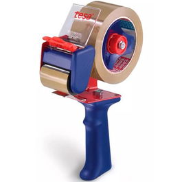 Tesa Dispensador Manual De Cintas De Embalaje Tesapack Economy 6300 Para Rollos De 66 M Y 50mm Ancho, Rojo-Azul