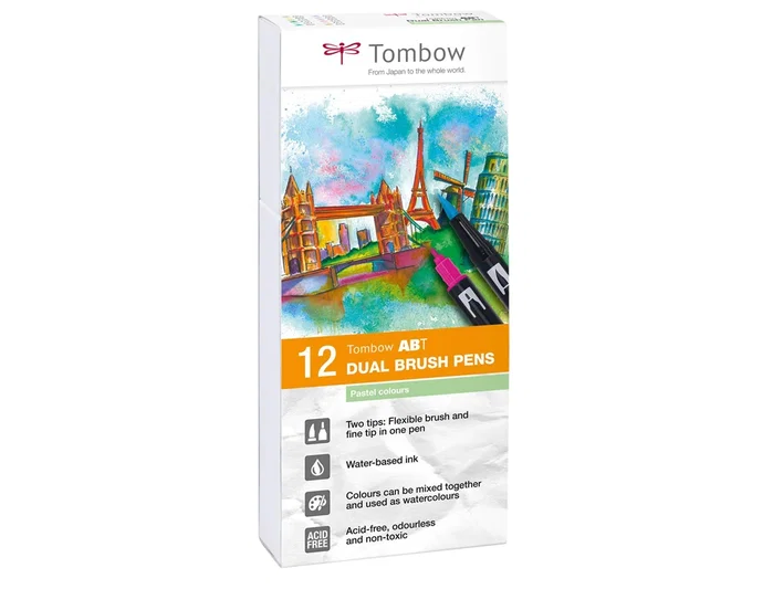 Tombow ABT Dual Brush Colores Pastel 12 Unidades