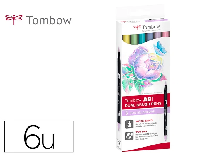 Tombow Estuche de 6 Rotuladores Dual Brush Colores Pastel