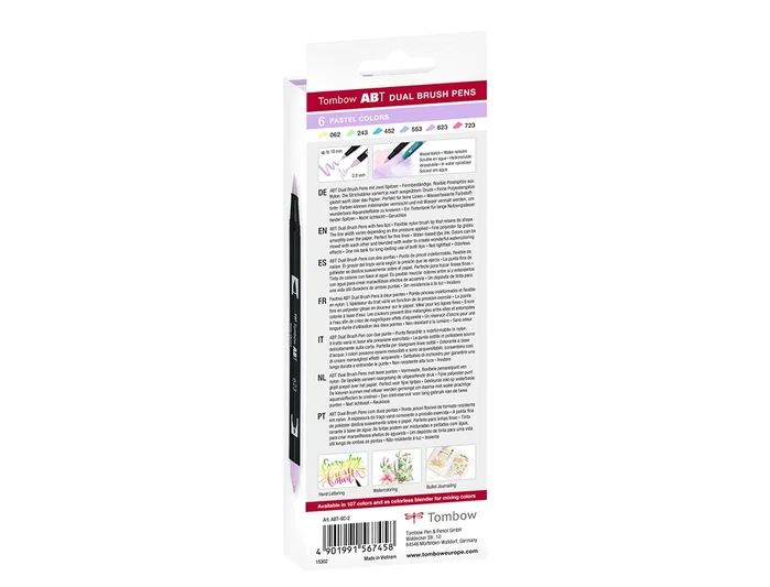 Tombow Estuche de 6 Rotuladores Dual Brush Colores Pastel