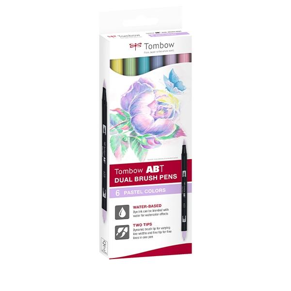 Tombow Estuche de 6 Rotuladores Dual Brush Colores Pastel