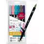Tombow ABT Dual Brush Rotuladores Doble Punta Fina/Pincel Surtido Vintage Estuche 6 Ud