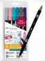 Tombow ABT Dual Brush Rotuladores Doble Punta Fina/Pincel Surtido Vintage Estuche 6 Ud