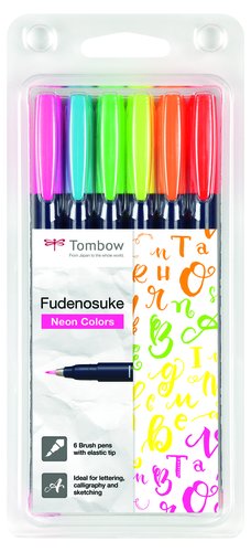 Rotulador Tombow Caligrafia Fudenosuke Punta Dura Estuche De 6 (Colores Neon: Rosa, Amarillo, Verde, Naranja, Rojo Y Azul) Rotulador Tombow Caligrafia Fudenosuke Punta Dura Estuche De 6 (Colores Neon: Rosa, Amarillo, Verde, Naranja, Rojo Y Azul)