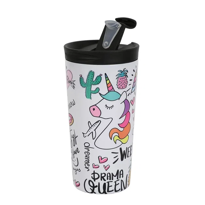 I-Drink Taza Isotérmica 350 mL A-Inoxidable Doble Pared Unicornio