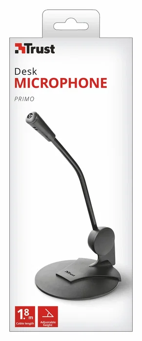 Trust 21674 Micrófono para PC de escritorio, alta sensibilidad, ángulo ajustable, cable 1.80m, negro Trust 21674 Micrófono para PC de escritorio, alta sensibilidad, ángulo ajustable, cable 1.80m, negro