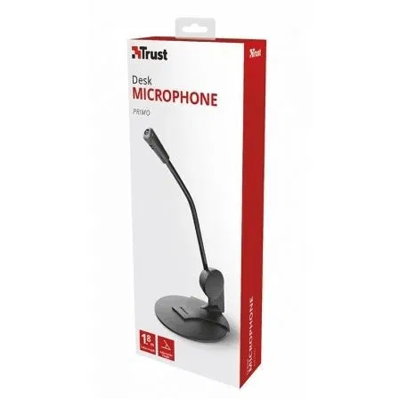Trust Primo Micrófono De Escritorio con Pedestal Ajustable, Alta Sensibilidad, Cable 1.8 m, Negro