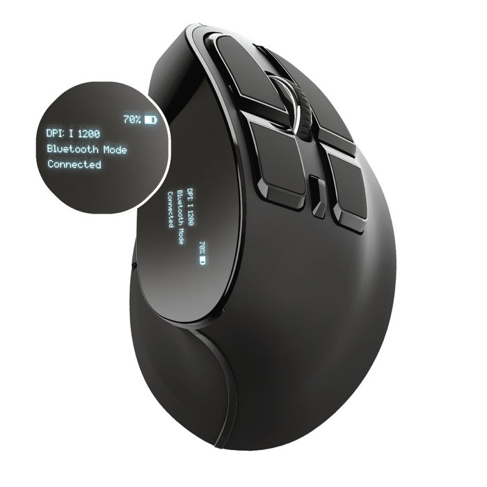 Trust Voxx Ratón Vertical Ergonómico Inalámbrico Bluetooth/2.4GHz Negro Trust Voxx Ratón Vertical Ergonómico Inalámbrico Bluetooth/2.4GHz Negro
