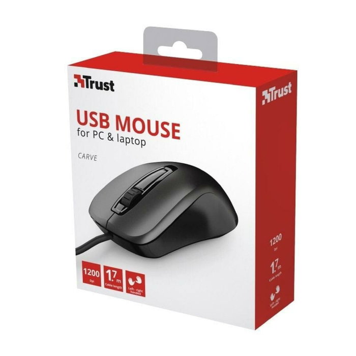 Trust Carve Ratón Óptico Ambidextro USB 1200 DPI Negro Trust Carve Ratón Óptico Ambidextro USB 1200 DPI Negro