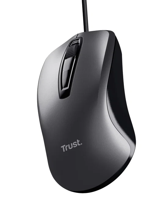 Trust Carve Ratón Óptico con Cable USB, 1200 DPI, Negro