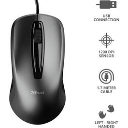 Trust Ratón Carve USB 1200DPI Ambidiestro 3 Botones Negro