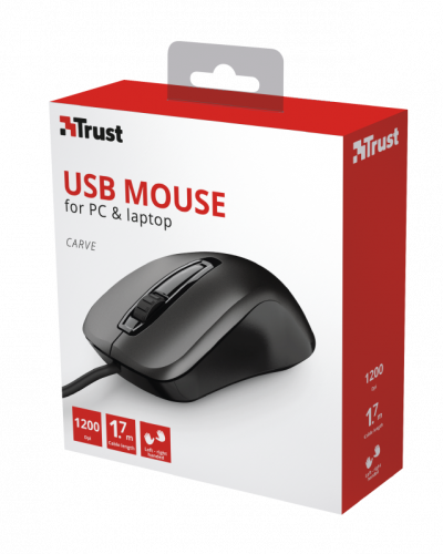 Trust Carve Ratón Óptico Ambidextro USB 1200 DPI Negro Trust Carve Ratón Óptico Ambidextro USB 1200 DPI Negro