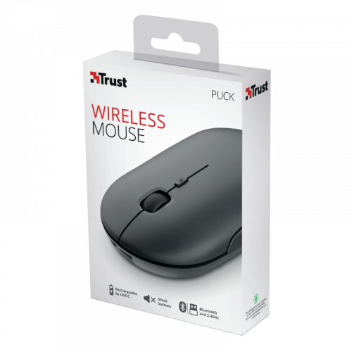 Trust Puck Ratón Inalámbrico Bluetooth Batería Recargable Hasta 1600 DPI Trust Puck Ratón Inalámbrico Bluetooth Batería Recargable Hasta 1600 DPI