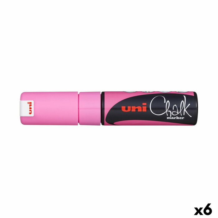 Uni-Ball Marcador de tiza líquida Chalk PWE-8K Rosa flúor (Set de 6)
