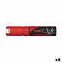 Uni-Ball Marcador de Tiza Líquida Chalk PWE-8K Punta Biselada Rojo (Set de 6)
