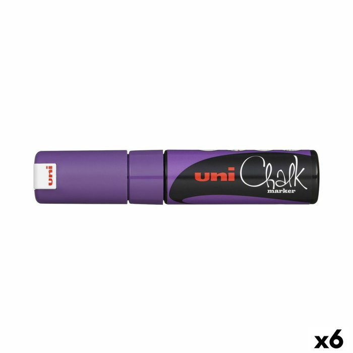 Uni-Ball Marcador de tiza líquida Chalk PWE-8K punta biselada violeta (Set de 6)