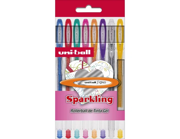 Uni-ball Signo Sparkling Estuche de 8 Bolígrafos con Tinta Gel y Purpurina Uni-ball Signo Sparkling Estuche de 8 Bolígrafos con Tinta Gel y Purpurina