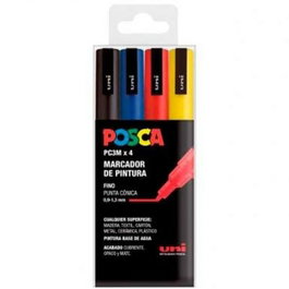Uni-Ball Posca PC-3M Estuche de 4 Marcadores de Pintura Colores Básicos Surtidos