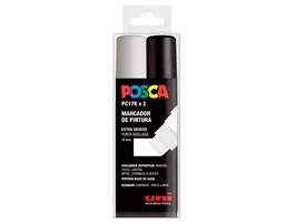Posca Rotulador PC-17K Marcador de Pintura Punta Biselada 15 mm Estuche 2 Unidades Blanco/Negro