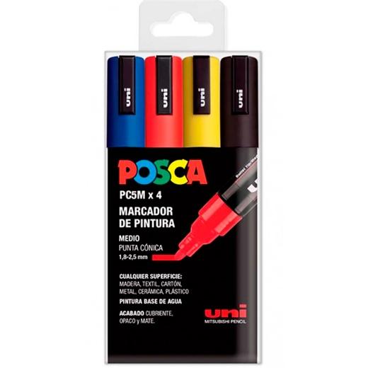 POSCA Marcador PC-5M-4C No Permanente 1.8 mm-2.5 mm Colores Surtidos Basic -Estuche 4U- POSCA Marcador PC-5M-4C No Permanente 1.8 mm-2.5 mm Colores Surtidos Basic -Estuche 4U-