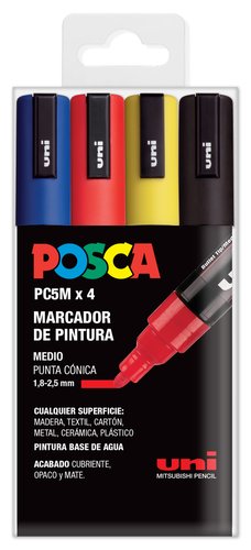 Uni-Ball Posca PC-5M/4C Estuche de 4 Colores Básicos Surtidos
