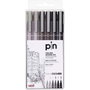 Uni-Ball PIN-200 Estuche de 6 Rotuladores Surtidos Gris y Negro (0,1 mm y 0,5 mm)