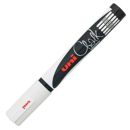 Uni-Ball Marcador de Tiza Líquida Chalk PWE-5 Blanco, Caja 6 Ud, para Pizarras y Vidrio, Borrable con Trapo Húmedo
