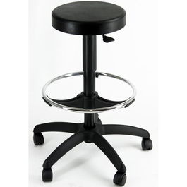 Unisit Taburete Giratorio Regulable con Reposapiés en Poliuretano Negro Talla M