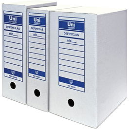 Unisystem Caja de Archivo Definiclas Folio en Cartón Blanco, Pack de 50 Unidades