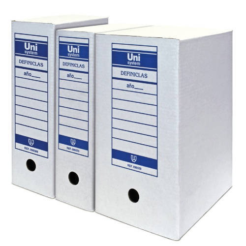 Unisystem Caja de Archivo Definitivo Folio en Cartón Blanco, Pack de 50 Unidades