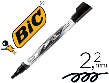 Bic Velleda Liquid Ink Pocket Marcador para Pizarra Blanca Negro Caja de 12 Unidades