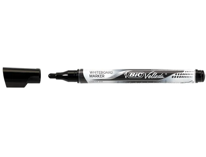 Bic Velleda Liquid Ink Pocket Marcador para Pizarra Blanca Negro Caja de 12 Unidades