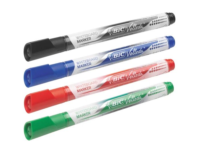 Bic Velleda Liquid Ink Pocket Marcador para Pizarra Blanca Negro, Pack de 12