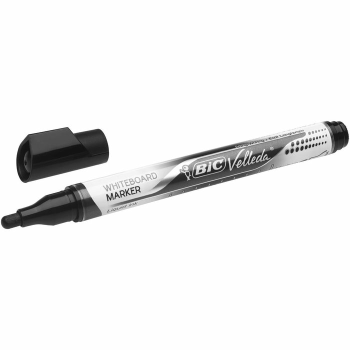 Bic Velleda Liquid Ink Pocket Marcador para Pizarra Blanca Negro Caja de 12 Unidades