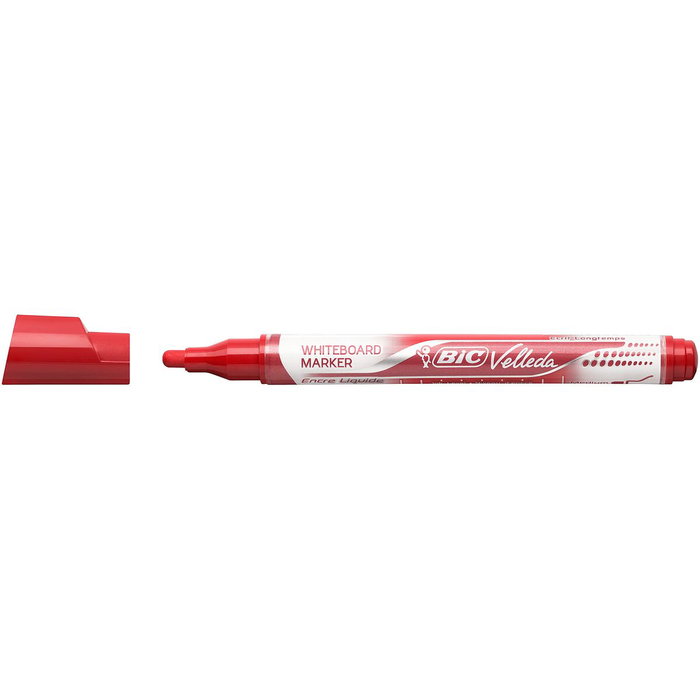 Bic Velleda Marcadores para Pizarra Blanca Rojo, Pack de 12