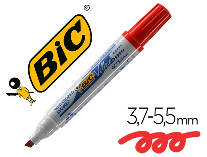 Bic Velleda 1751 Rotulador para Pizarra Blanca Rojo Punta Biselada (Pack de 12) extra_attributes.Tipo: Para pizarra