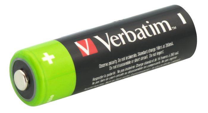Verbatim Pilas Recargables Premium HR6 AA, 1.2V, 2500mAh, Pack de 4
