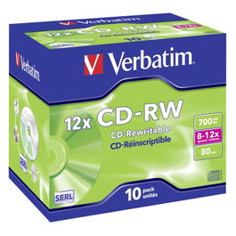 Verbatim CD-RW 700MB 12x Pack de 10 unidades Jewel Case