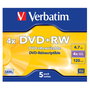Verbatim DVD+RW 4,7 GB 4x Matt Silver Pack de 5 Jewel Case