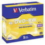 Verbatim DVD+RW 4,7 GB 4x Pack 5 Unidades Plata Mate Jewel Case