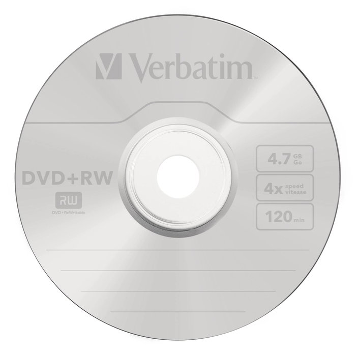 Verbatim DVD+RW 4,7 GB 4x Pack 5 Unidades Plata Mate Jewel Case