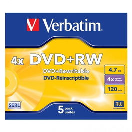 Verbatim DVD+RW 4.7GB 4X 5 Pack Jewel Case Superficie Matt Silver