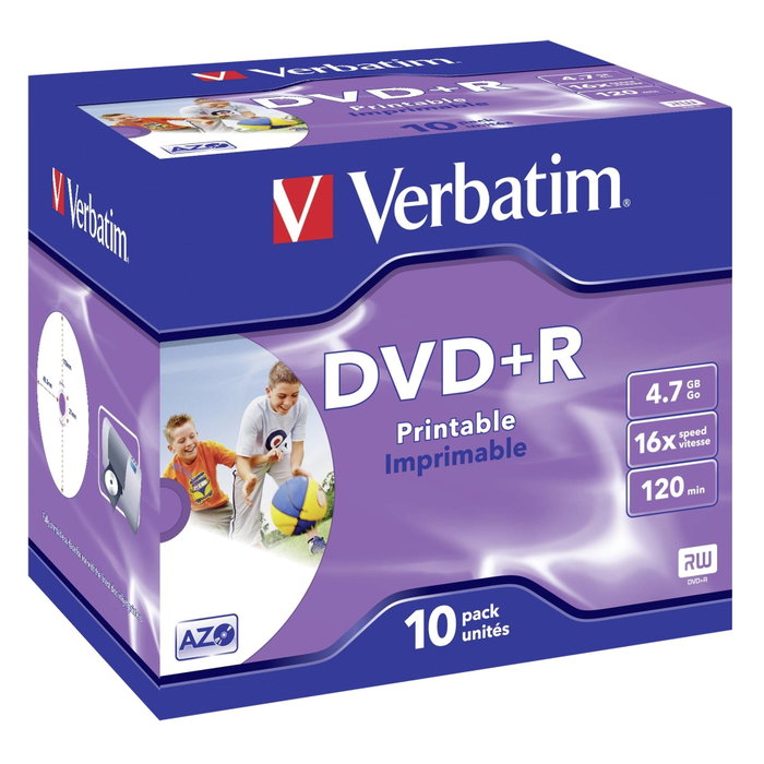 Verbatim DVD+R 4,7 GB 16x Imprimible Pack de 10 Verbatim DVD+R 4,7 GB 16x Imprimible Pack de 10