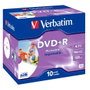 Verbatim DVD+R 4.7GB 16X Pack de 10 con Jewel Case e Inkjet Printable