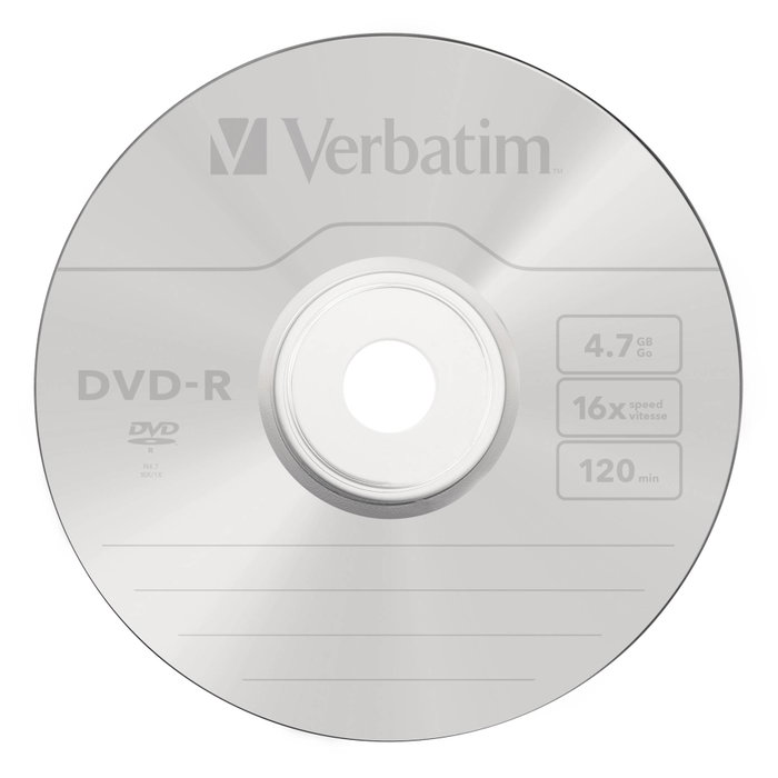 Verbatim DVD-R 4,7 GB 16x, Pack de 100 unidades, Plata mate